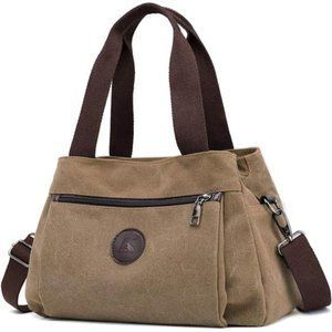 Hobo Handbags Canvas Crossbody Bag for Women, Multi Compartment Tote Purse Bags